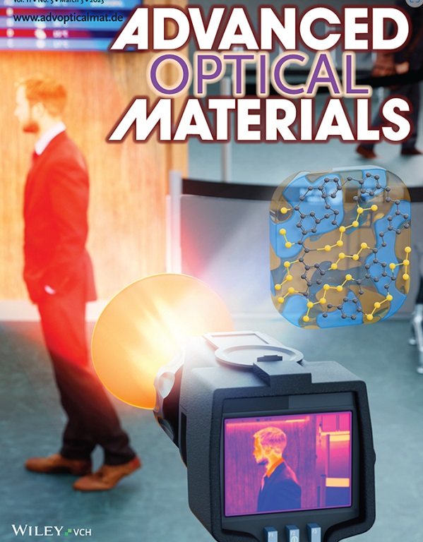 국내 연구진의 고강성·고투과 적외선 렌즈용 소재 개발 논문이 게재된 Advanced Optical Materials 2023년 3월호 표지 (출처=화학연)