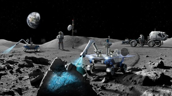 현대자동차그룹의  달 탐사 전용 로버가 달 탐사를 하고 있는 이미지(출처=현대차)