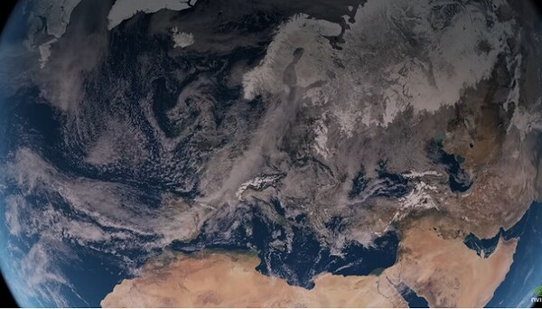 Earth-2 Cloud API는 글로벌 규모의 고해상도 기후 데이터를 시각화할 수 있다. (사진=엔비디아 유튜브 캡쳐)